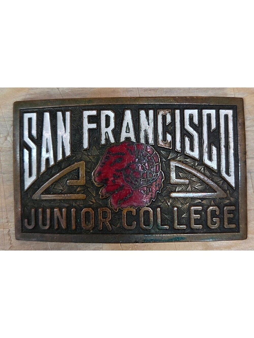 Vintage San Francisco Junior College Rams Belt Buckle Jenkins Baltimore MD Ename
